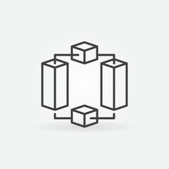 Poster - Blockchain Blocks vector thin line concept icon or linear sign