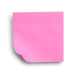 Canvas Print - Blank pink sticky note on white background, top view