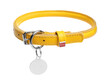 © New Africa - Yellow leather dog collar with tag isolated on white