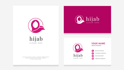 hijab logo icon for fashion product sign with business card elegant