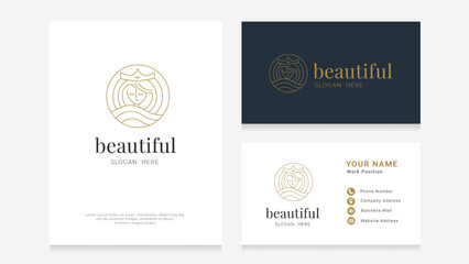 Beauty Spa Logo, Woman logo with business card elegant