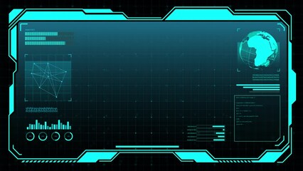 Digital HUD futuristic background motion graphic element cyber generated. Future technology interface data sci-fi display screen. Artificial intelligent analytic simulation, loop able video background