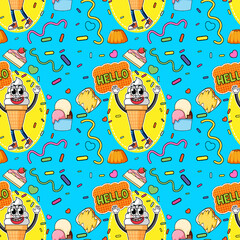 Sticker - Sweet ice cream seamless pattern