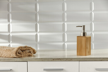Wall Mural - shelf of free space and bathroom interior.