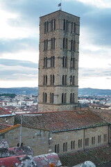 Poster - Bell tower of the church of Santa Maria Assunta in Arezzo, Tuscany, Italy