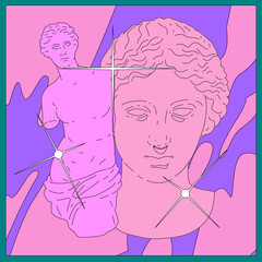 Poster - Vaporwave Venus statue in pink pastel colors. Trendy vector illustration for a t-shirt print.