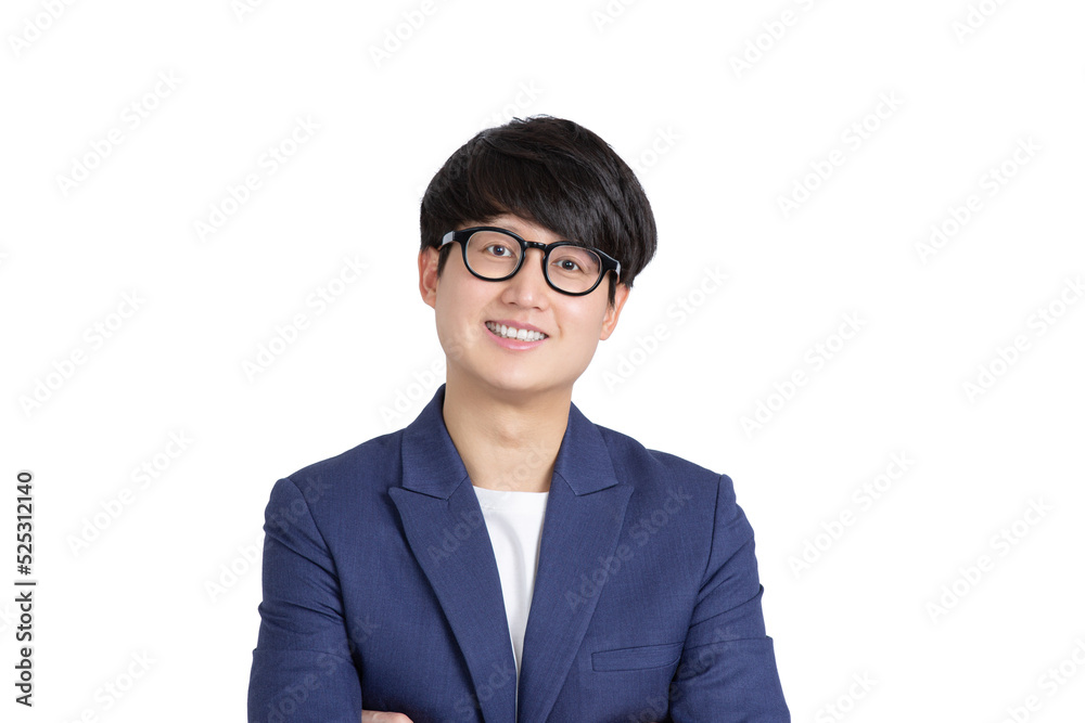 Happy asian business man smiling portrait on transparent as png Stock ...