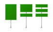 © NiRain - Vector illustration of green road signs isolated on white background. Set of traffic signs with place for text. Collection of realistic blank traffic control signs on metal poles.