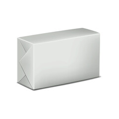 Wall Mural - white blank wrapped package realistic vector mock-up. soap or butter block box packaging mockup. tem