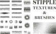 stipple brushes and textures collection, vector illustration