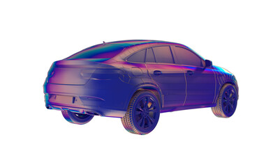 Poster - Futuristic car service, scanning and auto data analysis. Virtual car  3d