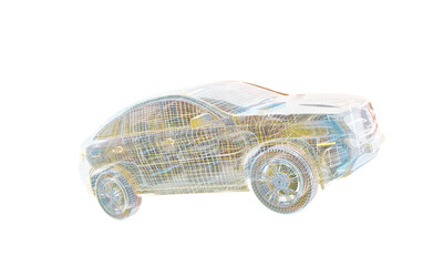 Wall Mural - 3D isometric image of a smart or intelligent car.