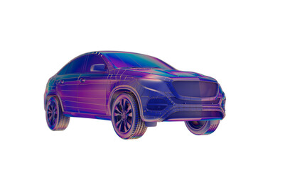 Poster - 3D isometric image of a smart or intelligent car.