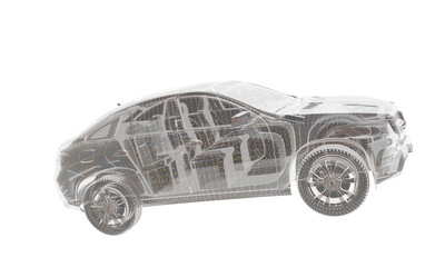 Poster - 3D isometric image of a smart or intelligent car.
