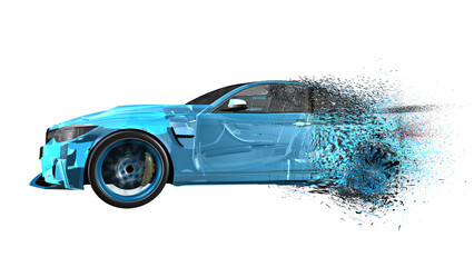 Poster - 3D isometric image of a smart or intelligent car.