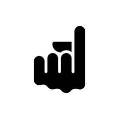 Poster - Index finger pointing up black glyph icon. Upward direction sign. Hand gesture usage. Body language signal. Silhouette symbol on white space. Solid pictogram. Vector isolated illustration