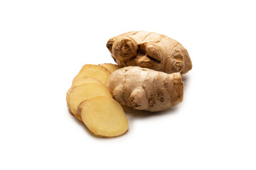 Ginger root isolated on white background.