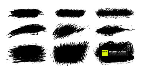 Poster - Vector hand drawn various artistic shapes for backdrops. Colorful artistic hand drawn backgrounds. Brush scrawls for underlays and highlights.