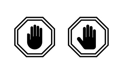 Wall Mural - Stop icon vector. stop road sign. hand stop sign and symbol. Do not enter stop red sign with hand