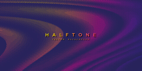 Poster - Halftone dotted background with orange, purple, blue color.