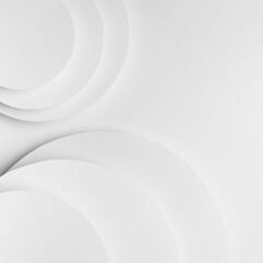 Poster - white abstract geometric background with fly soft light white circles and semicircle stepped surface