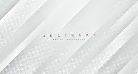 Poster - Abstract white and gray gradient background. Halftone dots design background.