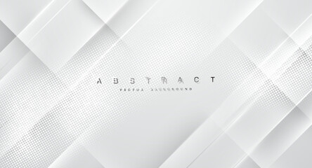 Poster - Abstract white and gray gradient background. Halftone dots design background.