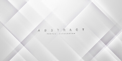Poster - Abstract white and gray gradient background. Halftone dots design background.