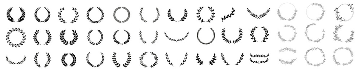Wall Mural - circular laurel foliate vector icon