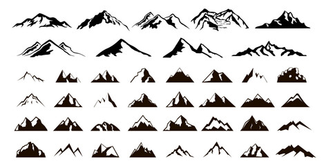 Wall Mural - Mountain icons set. Vector silhouette