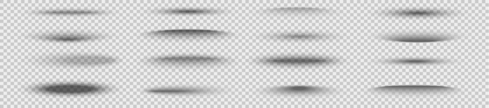 Set of realistic round shadow on transparent background.