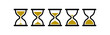 Collection of hourglass icons. Symbol of time, waiting or loading. Isolated raster illustration on white background.