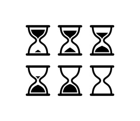 Wall Mural - Collection of hourglass icons. Symbol of time, waiting or loading. Isolated vector illustration on white background.