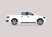 A Side View Of A Big Pick Up Truck, A Cargo Transportation Concept
