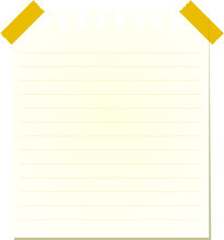 A Lined Note Paper Covered With Transparent Tape On A Yellow Background With A White Checkered Pattern