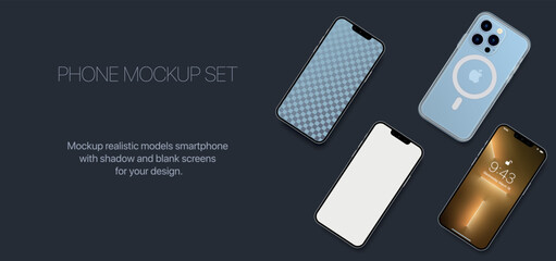 Poster - realistic smartphone mockup with front and back.
