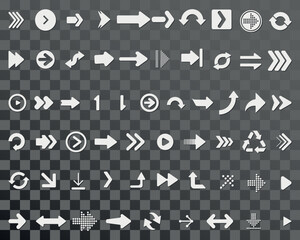 Poster - Arrows set. Arrow icon collection. Set different arrows or web design. Arrow flat style isolated on white background - stock vector.