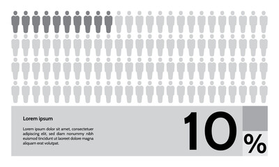 10 percent people population demography, diagram, infographics concept, element design. Vector illustration