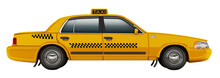 Yellow Taxi Cab Isolated On White Background. 3D Illustration