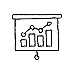 Sticker - Data analytics presentation hand-drawn icon vector graphic illustration