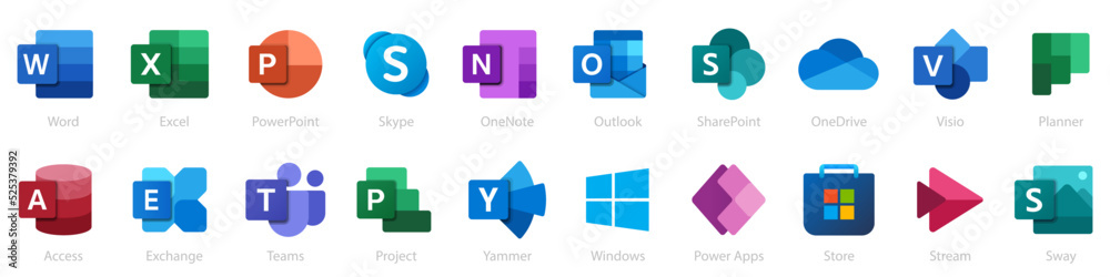 Microsoft Office products - Word, Excel, PowerPoint, Skype, Access ...