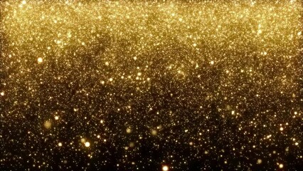 Wall Mural - looping animated christmas background of golden light particles falling on dark background