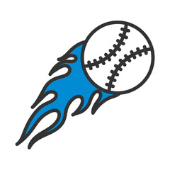 Poster - Baseball Fire Ball Icon