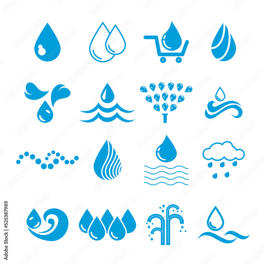 Vector set of water drop icons Stock Vector | Adobe Stock