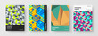 © pro - Vivid presentation A4 design vector layout bundle. Clean geometric pattern magazine cover concept composition.