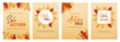 Autumn sale designs set with fall leaves. Vector illustration for banners, posters or flyers. Templates set for advertising, web, social media and fashion ads