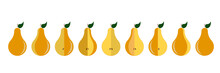 Vector Illustration Of Three. Pears Fresh Pears.