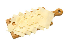 cheese slices on wooden board