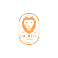 Wall Mural - face beast lion mane vintage badge logo