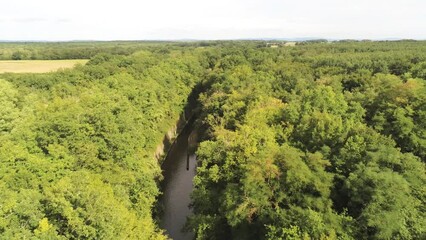 Sticker - Canal du nivernais à la Collancelle, vue aérienne en Bourgogne